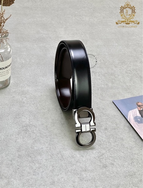 Belt Salvatore double gancini hickory black/brown 3.5