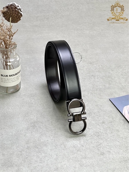 Belt Salvatore gancini khoá đen bóng 3.5