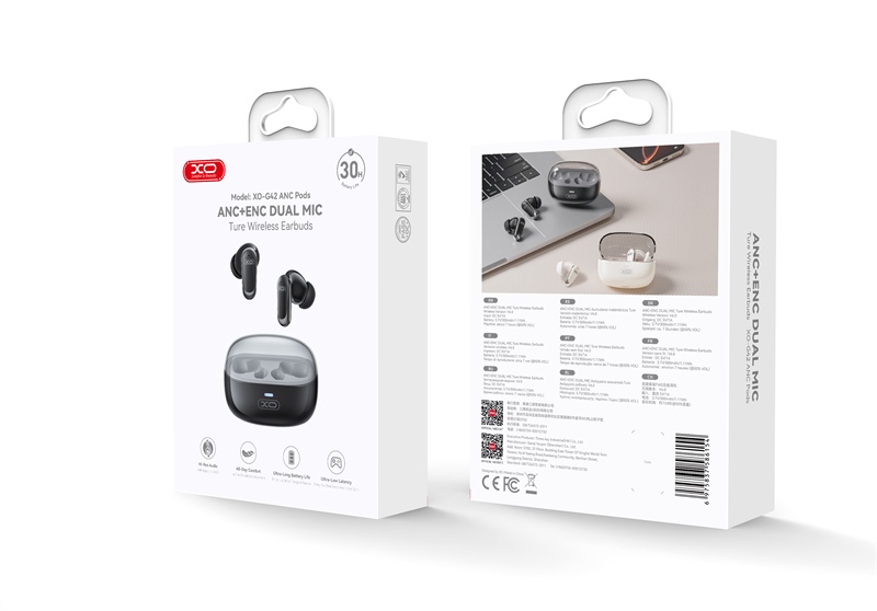 Airpod TWS XO G42 Cao Cấp 2 Mic, Công Nghệ Chống Ồn ANC và ENC - Đen