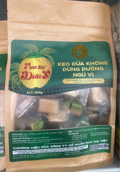 Kẹo dừa không dùng đường ngũ vị- túi 500gr