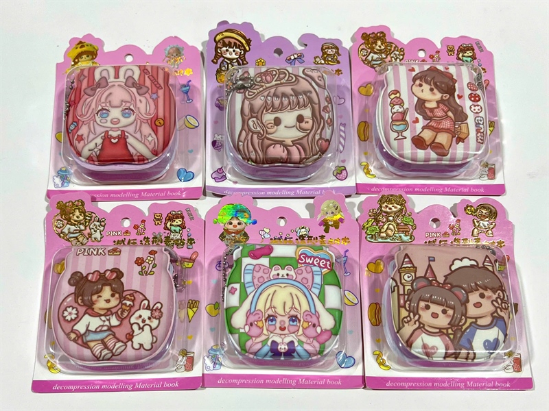 Set 5 vỉ sổ mini 7cm, BÌA PHỒNG CÔ GÁI CUTE, giấy màu