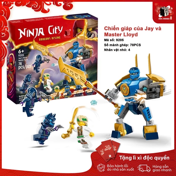 [Đang về] Đồ chơi lắp ráp Ninja go Dragon Rising chiến giáp của Jay và Master Lloyd 9205