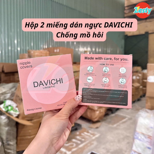 Miếng Dán Ngực Tự Thân Kháng Mồ Hôi Davichi Màu Da Lỗ Thoáng Khí Không Keo Bám Chắc Chống Tuột Mềm