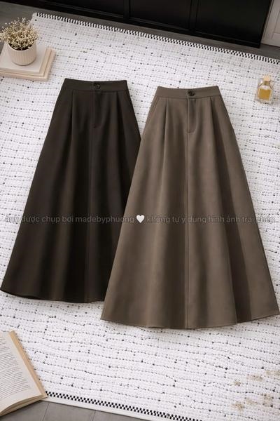 Cv dạ khuy trước + khóa kéo+chun lưng dài 78cm c216