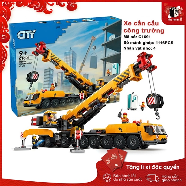 Đồ chơi lắp ráp xe cần cẩu thành phố trên công trường C1691