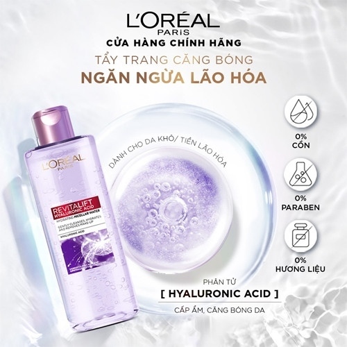 Nước tẩy Trang siêu cấp ẩm & giảm nếp nhăn L'oreal 400ml
