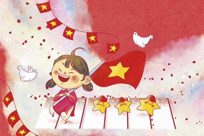 Postcard Jubilant Independence Palace: Red No.02