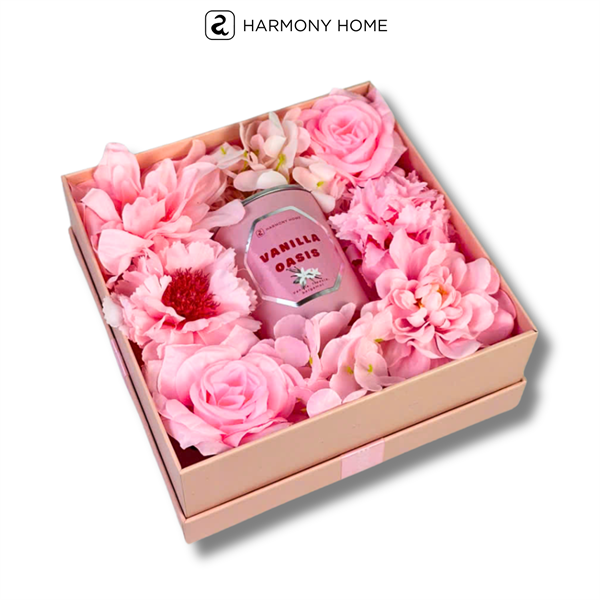 Bộ Quà Tặng Nến Thơm Hoa Lụa Màu Hồng