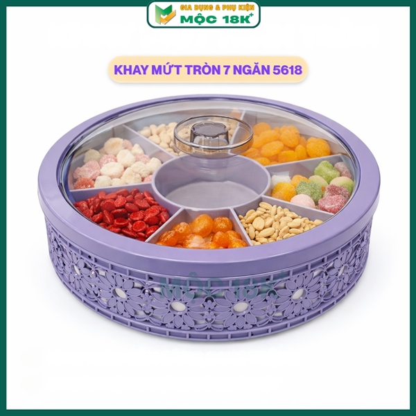 Hộp Mứt Tròn 7 Ngăn 5618