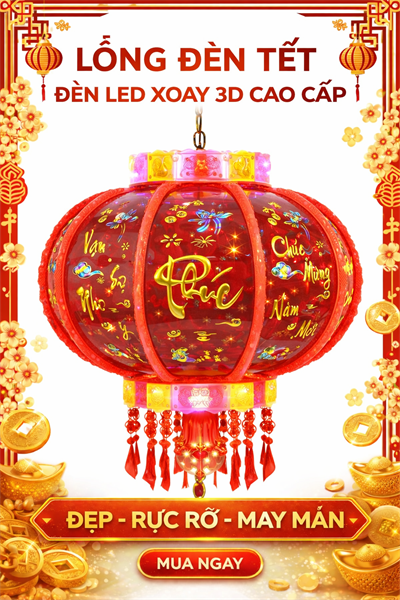Đèn Lồng Điện Xoay 360 kết hợp đèn Led size 80