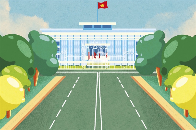 Postcard Jubilant Independence Palace: Green No.03