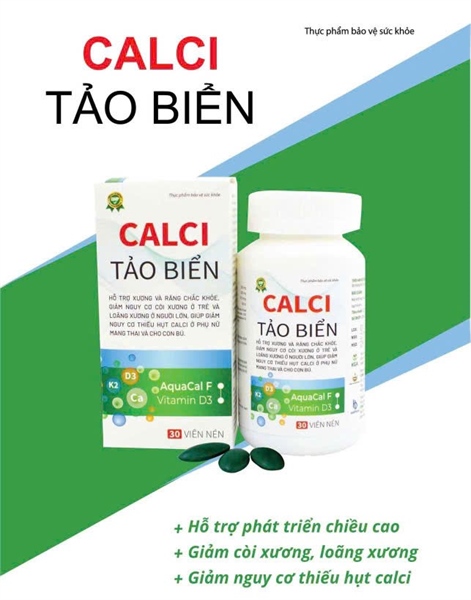 Viên nén Calci Tảo biển AquaCal F, Hỗ trợ xương và răng chắc khỏe, giảm còi xương , loãng xương, dùng được cho phụ nữ mang thai và cho con bú (Hộp 1 lọ 30 viên)