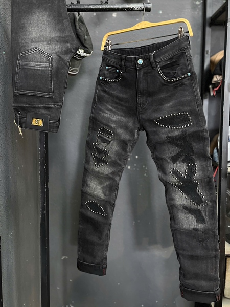 Jean Dài -QCSCT- TC5025 Xám rách đính đá