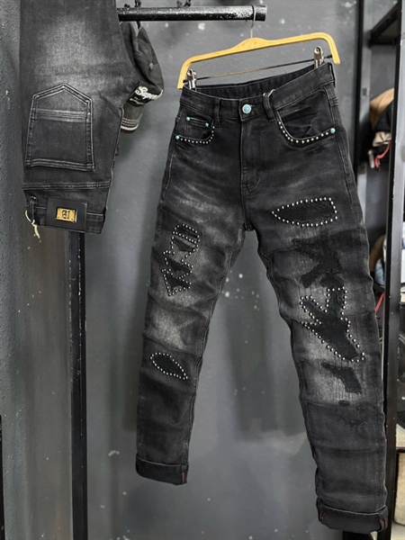 Jean Dài -QCSCT- TC5025 Xám rách đính đá
