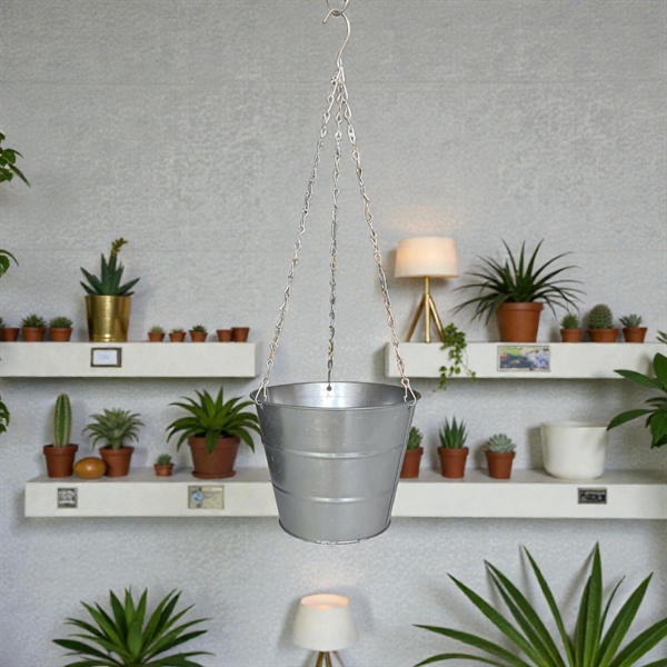 Chậu tôn treo dây xích decor 21.5x21.5h16/55 đ14