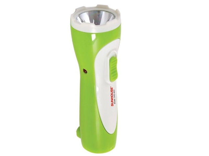 Đèn pin tay cầm Sunhouse SHE-4051 cỡ nhỏ, trắng xanh lá