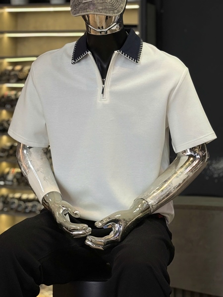 Thun Polo - Koren QC-H38015 Trắng cổ xanh