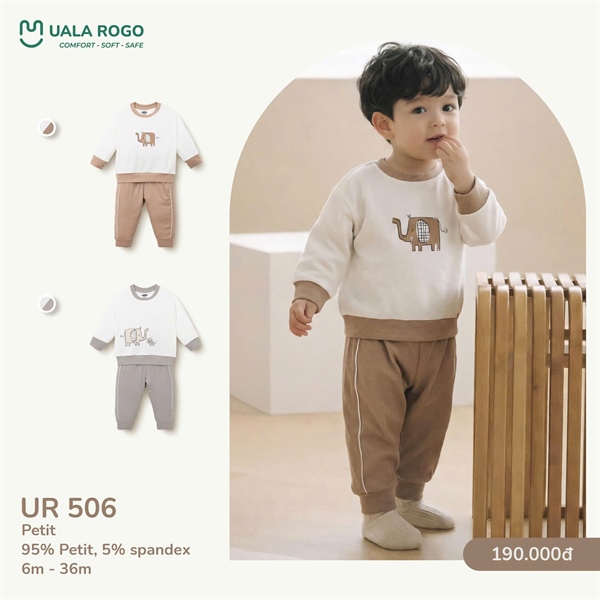 UR506 - 6M/3Y - Bộ dài tay hoạ tiết con voi