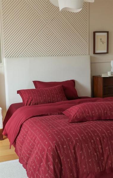 Bộ ga đỏ hoa hồng nhí | 100% Cotton dệt nổi lập thể mật độ sợi cao
