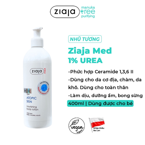 Nhũ Tương Ziaja Med Ẩm Mượt Da Toàn Thân 1% Urê Ziaja Med Atopic Skin 400ml