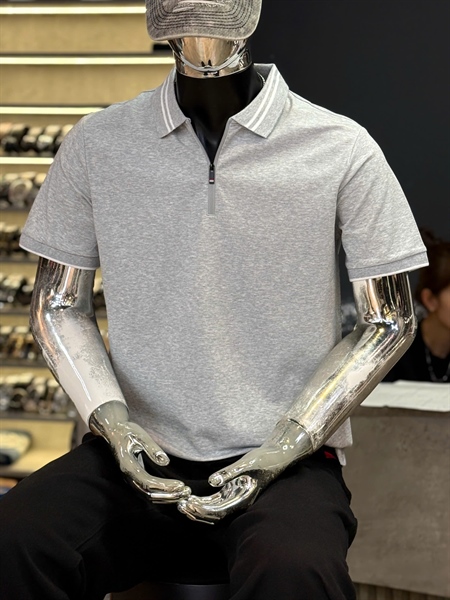 Thun Polo - Koren QC- E99905 Khóa kéo viền Bâu- XÁM