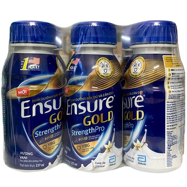 Abbott Sữa Nước Ensure Gold Vigor 237ml MM24 ( lóc 6chai 360, thùng 24chai 1420))