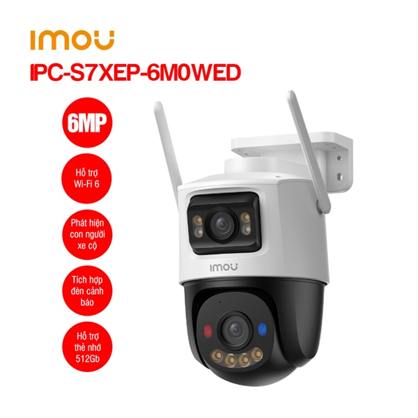 Camera Wifi IMOU 2 Mắt IPC- S7XEP - 6M0WED 6MP (3mp + 3mp, có màu, có loa, đàm thoại,wifi 6, phát hiện người, phương tiện AI)(1Y)