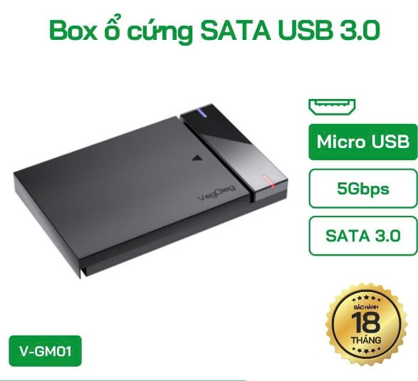 Vỏ box ổ cứng SSD USB 3.0 5Gbps VEGGIEG V-GM01