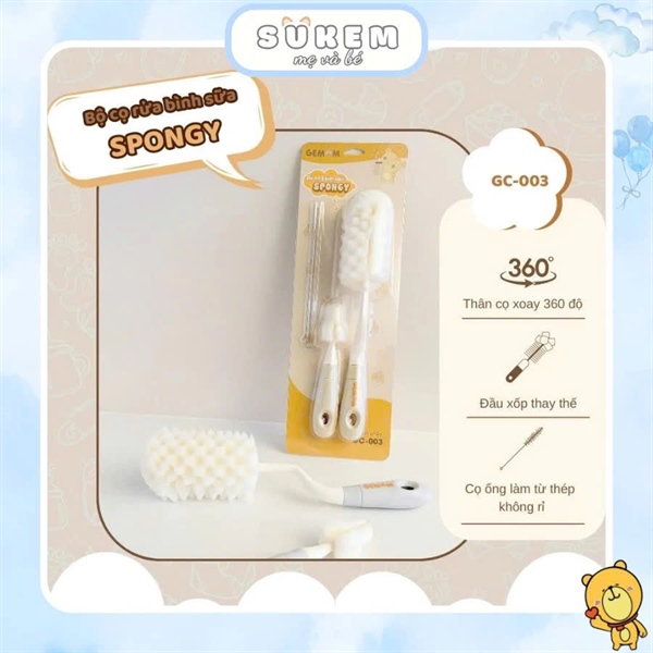 Bộ cọ rửa bình sữa bằng xốp Spongy