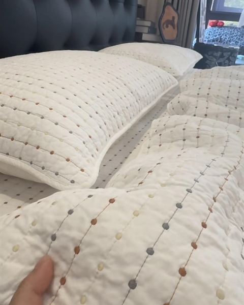 Bộ ga chần full "Hạt nắng" | 100% cotton tự nhiên - Vỏ chăn chần 200x230 cm - Trắng - JF14.03