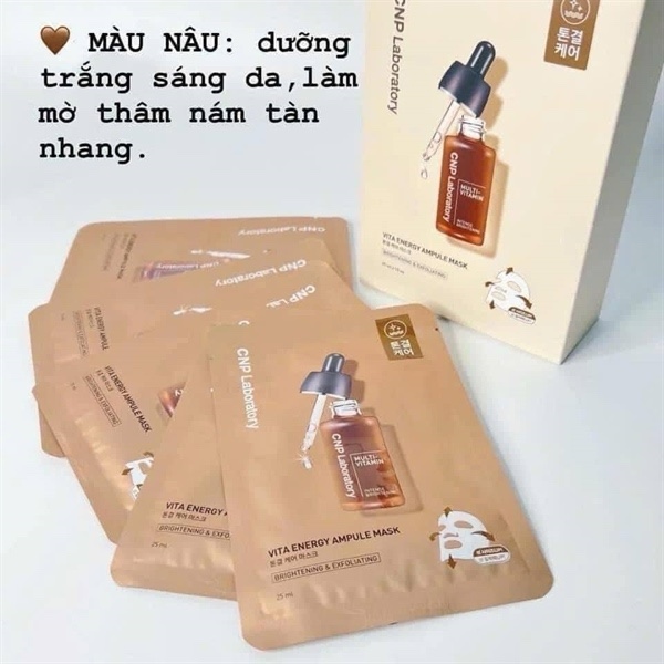 Mặt nạ CNP màu nâu dưỡng trắng da hộp 10 cái - Hàng xách tay, mờ nám