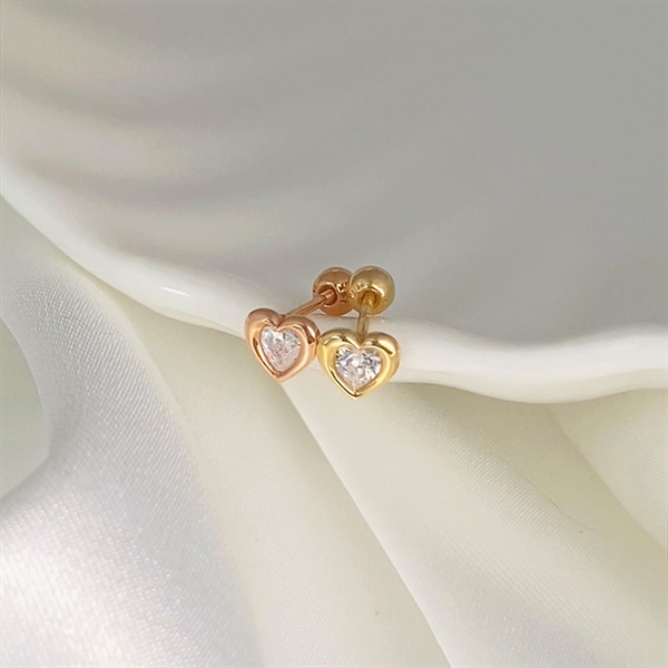14K Heart cubic piercing