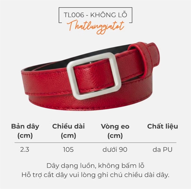 Thắt lưng nữ Ulzzang chữ nhật, tròn không lỗ 2.3cm - Dây nịt học sinh (hỗ trợ cắt dây nịt) TL006 - Thắt Lưng Giá Tốt - Chữ nhật - Đen