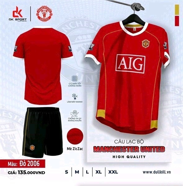 Bộ bóng đá Man United 2008 đỏ
