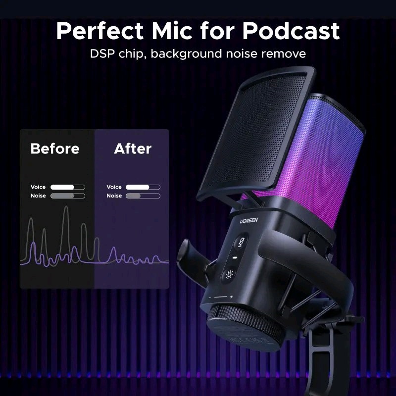 Thiết bị Stream Microphone UGREEN CM581 RGB (24bit/96kHz DSP)