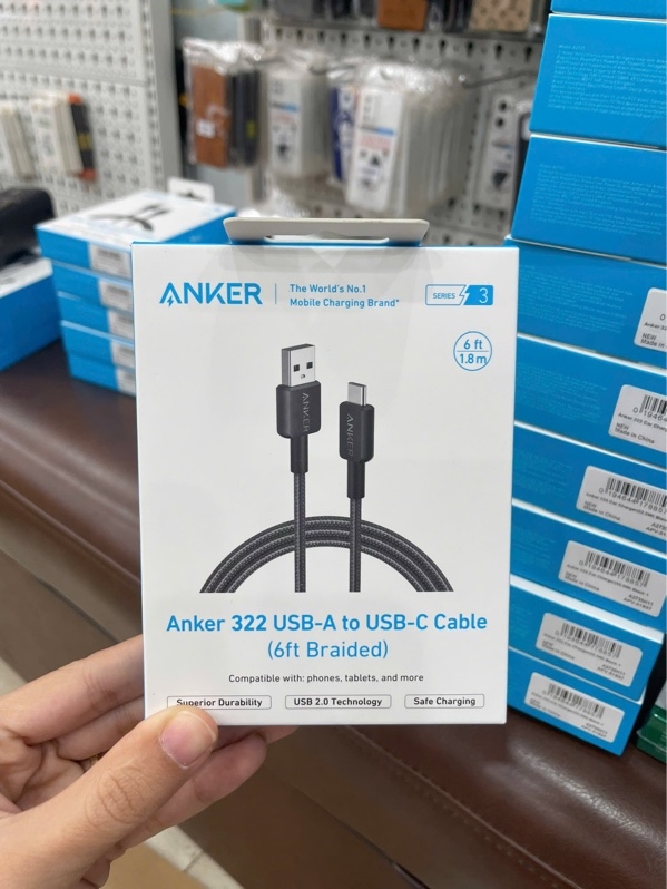 Cáp sạc ANKER 322 USB to Type-C 1.8m A81H6