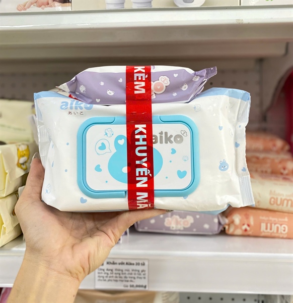 Combo khăn ướt Aiko 100 tờ + KM Xanh