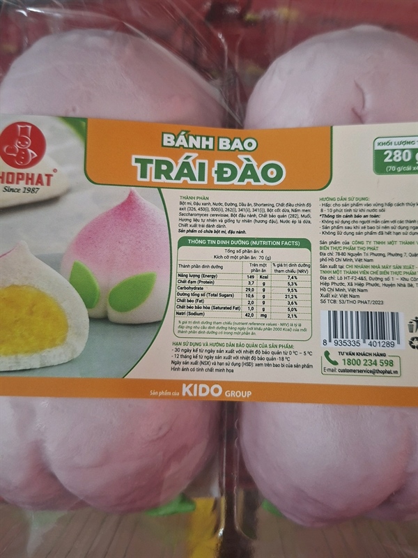 Banh Bao TP Dau Xanh 280g ( Trái Đào )
