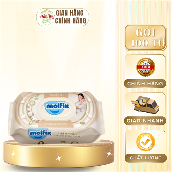 Khăn giấy ướt Molfix nâu sơ sinh dịu nhẹ 100 miếng