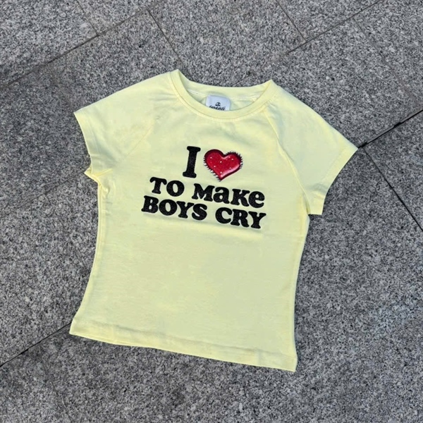 Áo Thun TWENTI Form Baby Tee In Kim Tuyến Đính Đá - BOYSCRY Vàng - 0