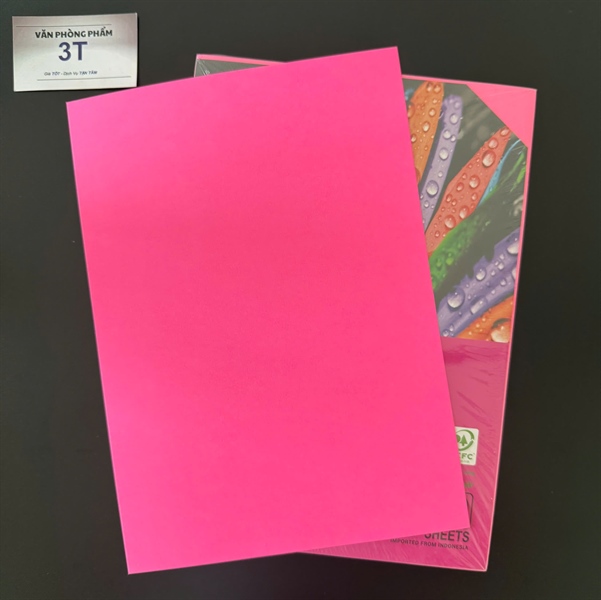 Giấy A4 (giấy mềm) PGrand màu HỒNG DẠ QUANG