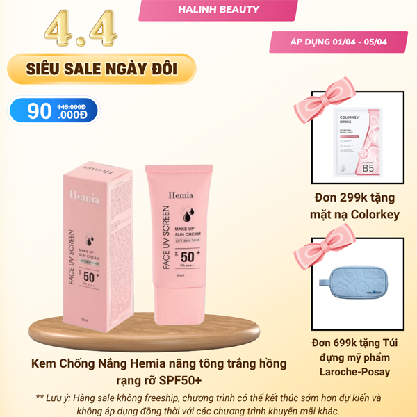 Kem chống nắng Hemia nâng tone trắng da Hàn Quốc 50ml [SALE 04.04]