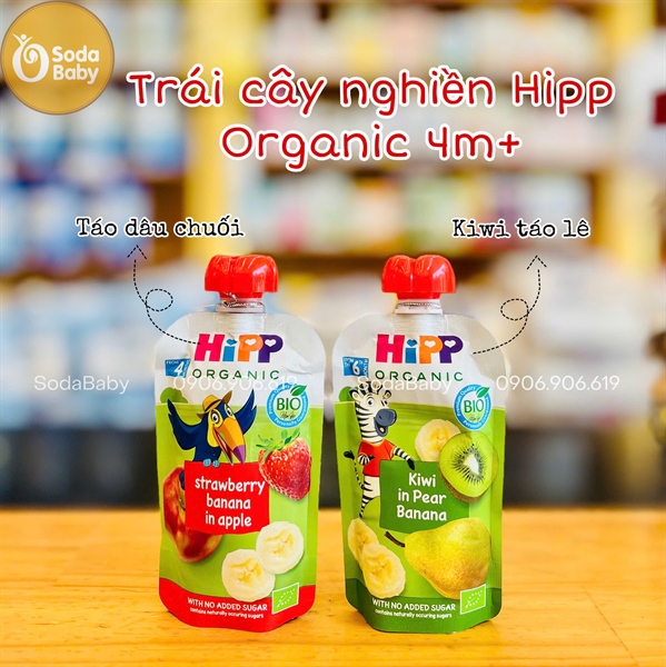 Trái cây nghiền Hipp Oganic 4m+ - táo dâu chuối