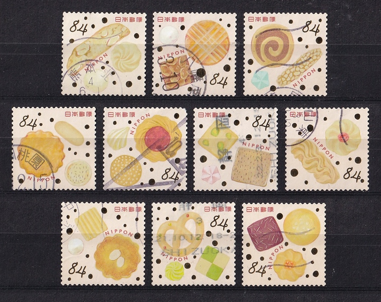 Bộ 10 Tem Bưu Chính Nhật Bản - Bánh Quy | Japan - Happy Greetings Cookies 84yen 2021 (10) | Used/CTO