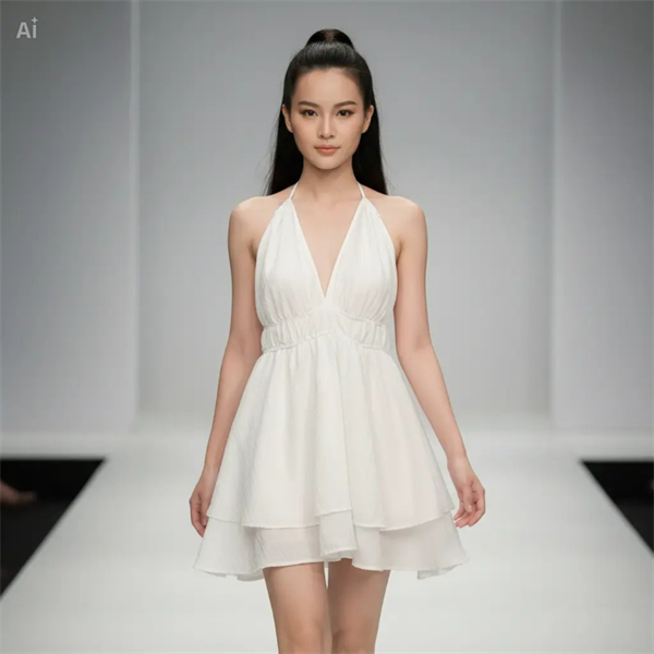 Váy Nữ Dạng Yếm Cổ V Hở Lưng