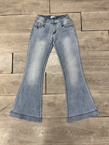 Quần Jeans Cạp Trễ TWENTI Co Giãn Ống Loe Thêu Túi - Xanh biển xám LOE - 2