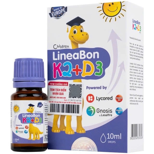Vitamin Lineabon D3K2 nhỏ giọt 0M+ 10ml mẫu 2025
