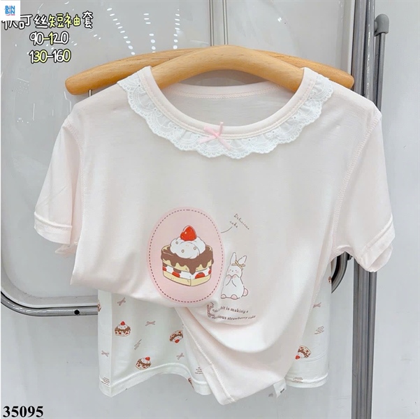 35095-Bộ Tencel TN thỏ sinh nhật hồng