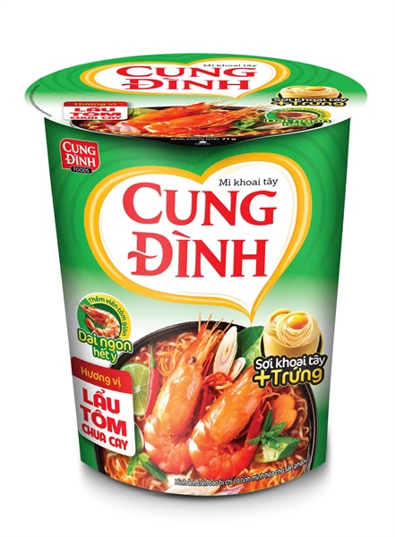 CUNG ĐÌNH MÌ LY LẨU TÔM CHUA CAY / HOT & SOUR SHRIMP HOTPOT CUP NOODLES