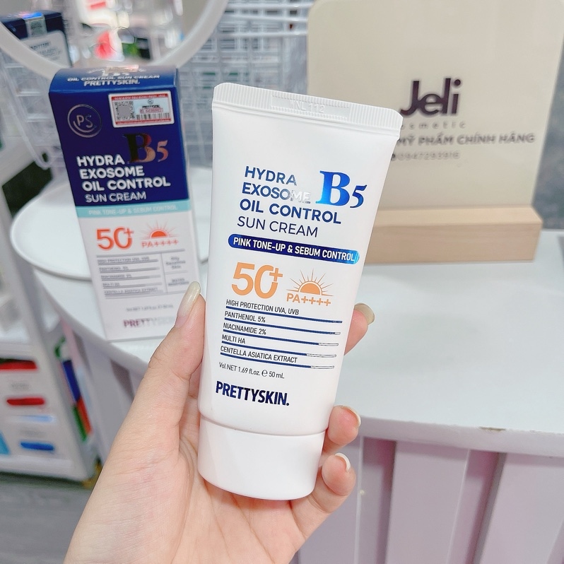 (V) Kem Chống Nắng Cho Da Dầu Mụn, Nhạy Cảm Pretty Skin Phục Hồi Dưỡng Trắng Hydra B5 Exosome Oil Control Sun Cream SPF 50+/PA+++ (Xanh Dương Đậm)